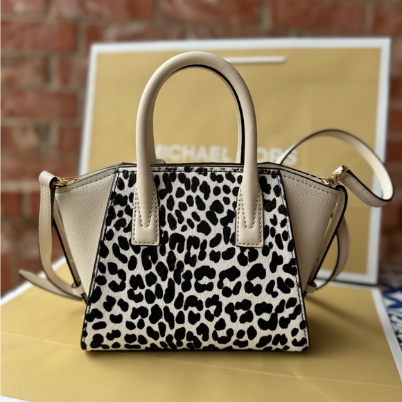 Michael Kors Avril XS Cheetah Print Calf Hair Leather Satchel Crossbody Bag - Picture 5 of 9